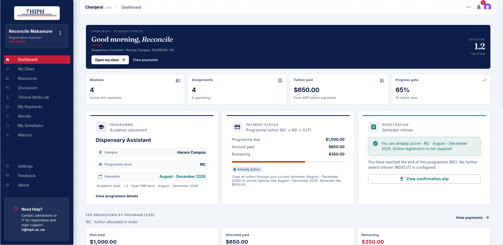 Chenjerai LMS screenshot
